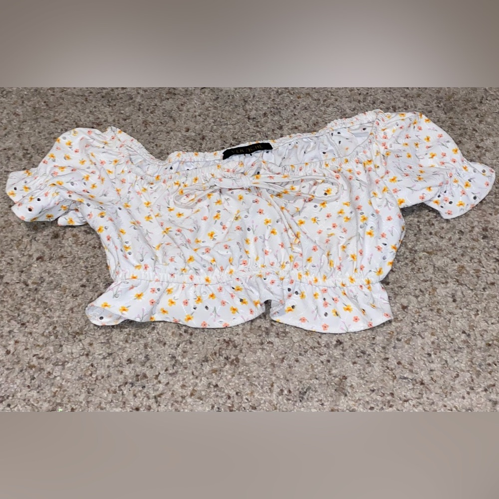 Floral White Crop Top